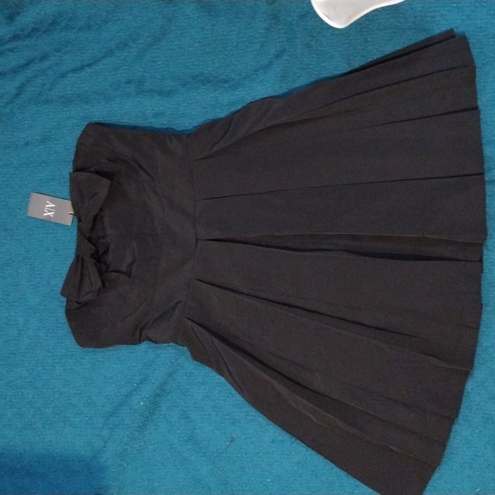 A/X Armani Exchange Bow Strapless Dress Pleated Skirt Fit & Flare